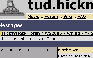 screenshot of tud.hicknhack.org forum